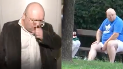 Obvinený muž (falošný milionár) na lavičke