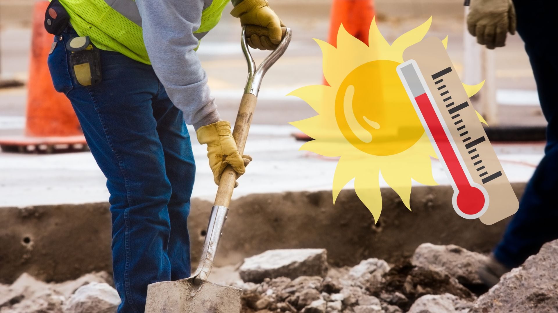 Muž pracujúci na stavbe vo vysokých horúčavách