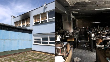 Následky požiaru v škole na Skalickej