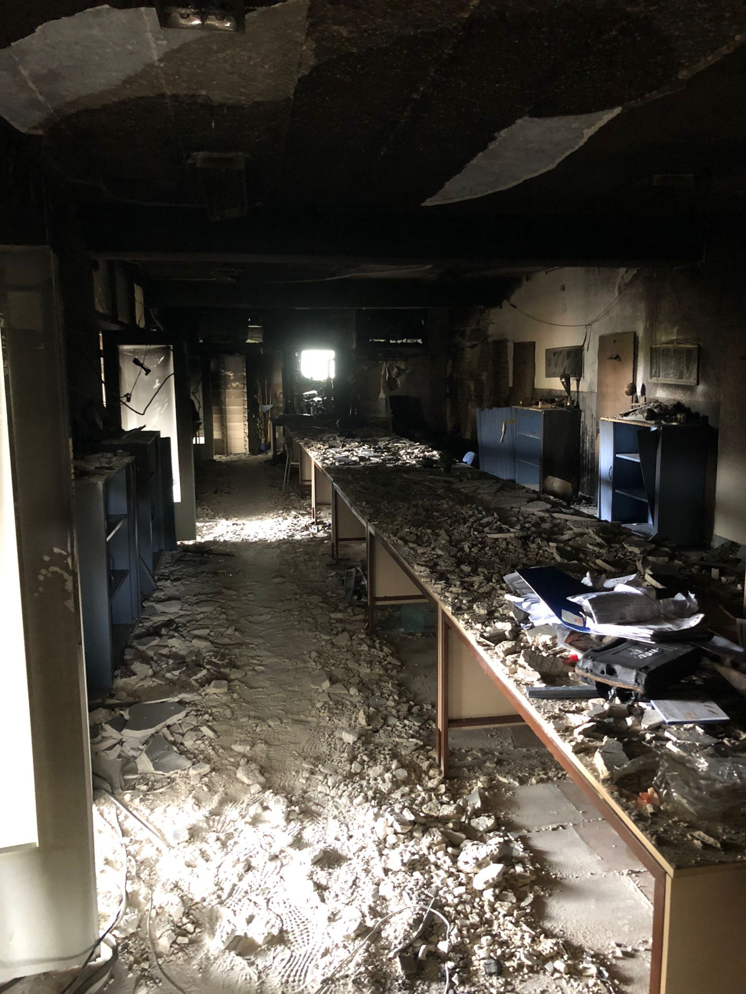 Následky požiaru v škole na Skalickej