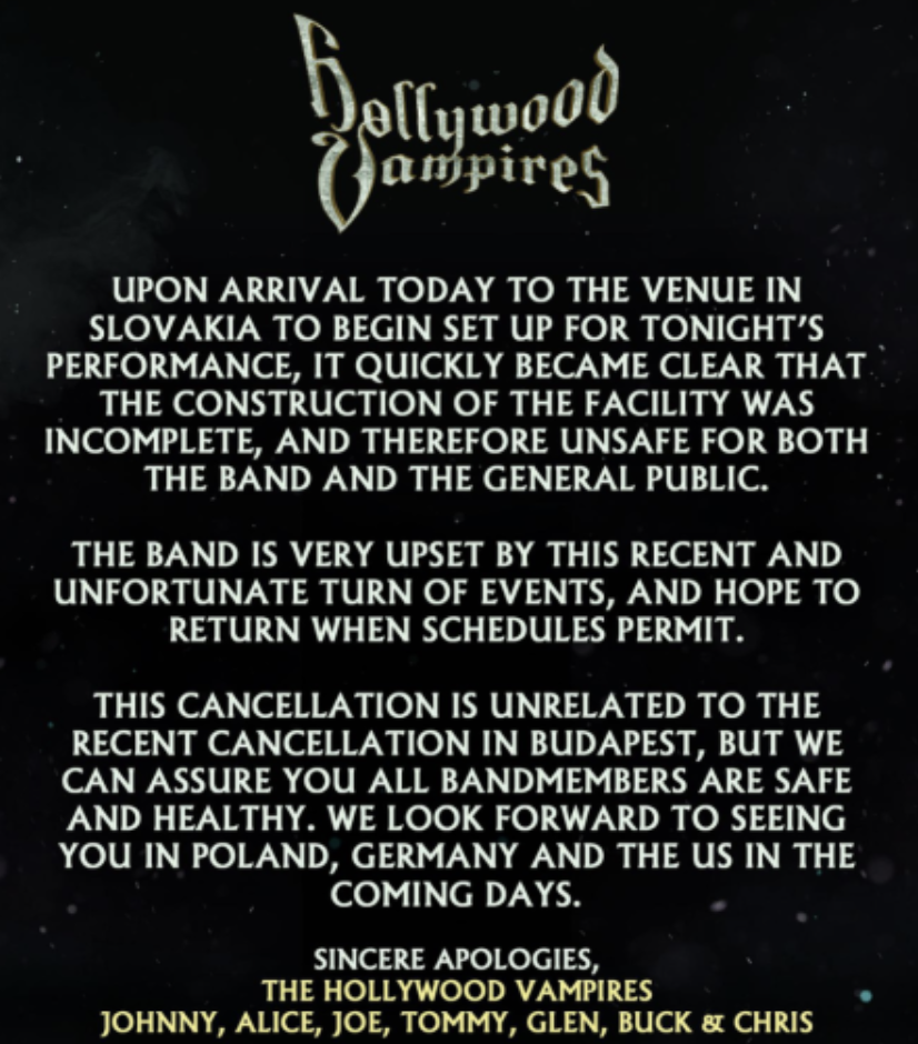 hollywood vampires, slovensko