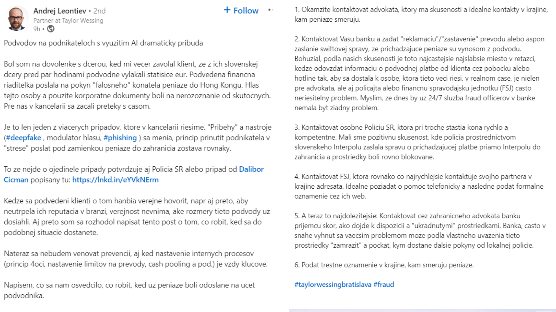 Screenshot z LinkedInu