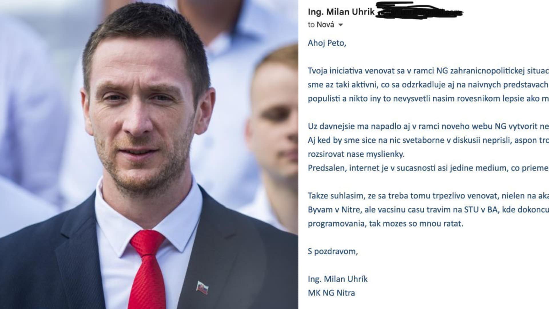 Milan Uhrík, screenshot