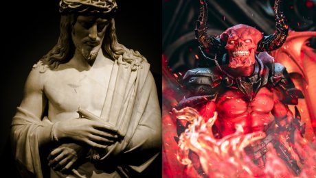 socha Krista a satan