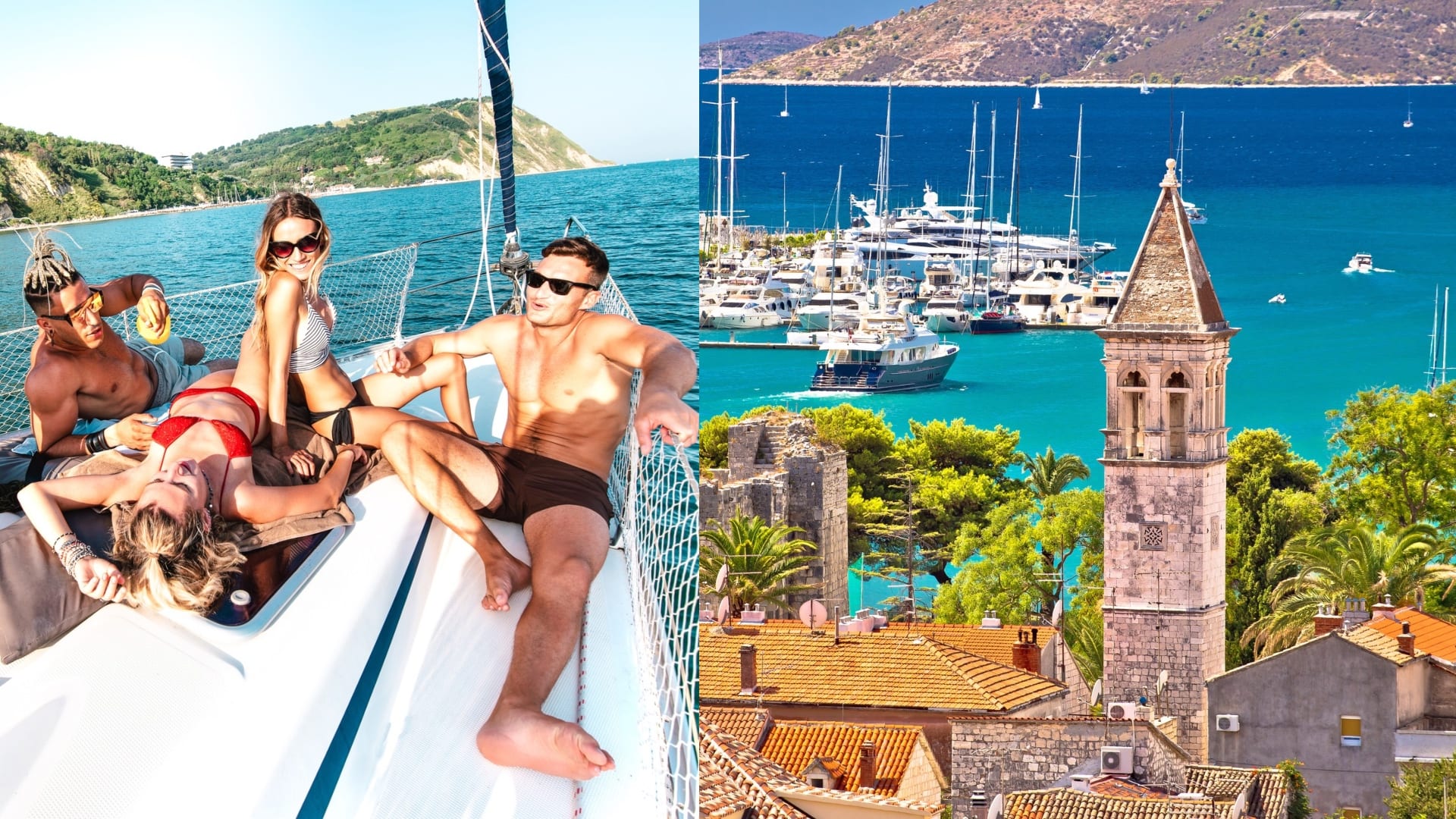 na snímke sú ľudia na lodi a pohľad na mesto