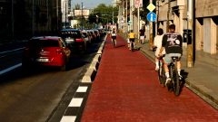 červený cyklopruh v Bratislave