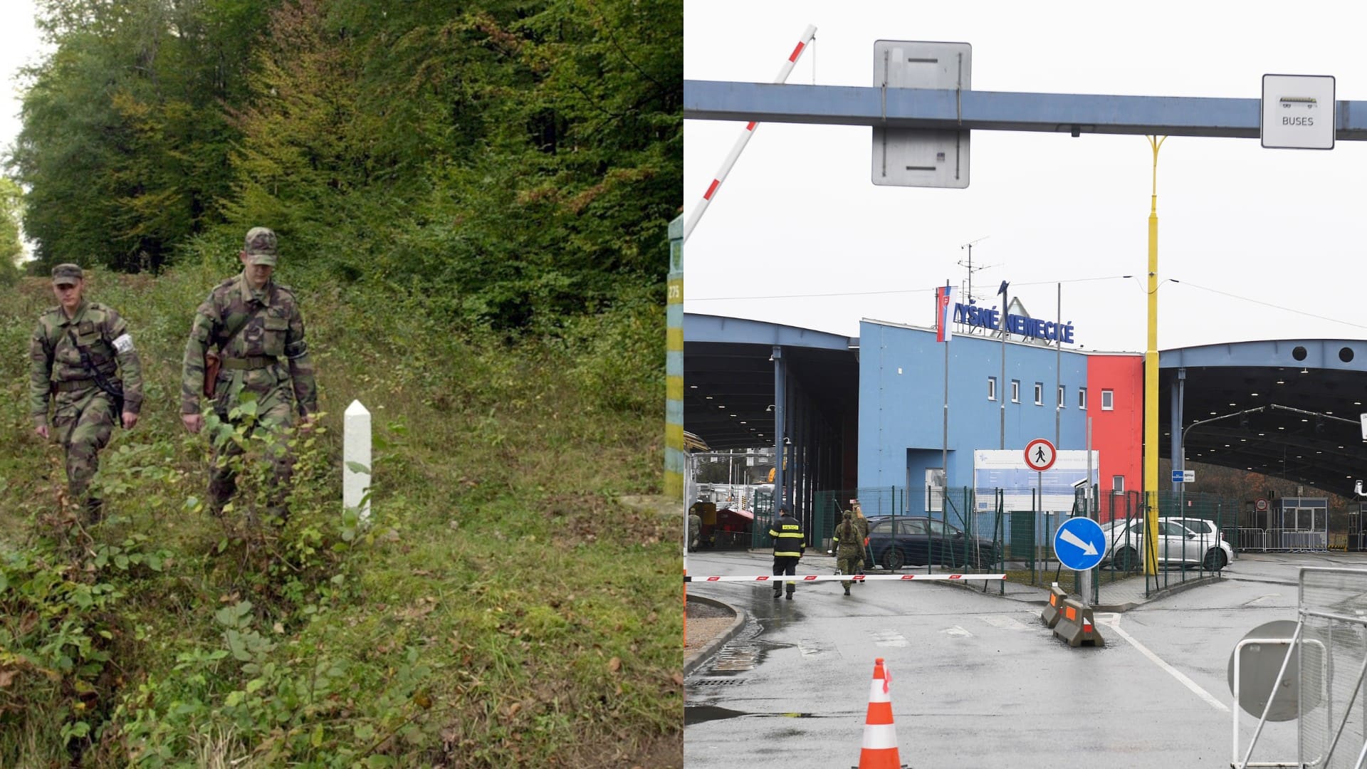 Na snímke vojaci základnej vojenskej služby z prešovskej posádky hliadkujú priamo na hranienej eiare s Ukrajinou a hraničný prechod