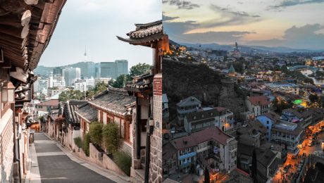 Ulička v Soule a pohľad na mesto Tbilisi