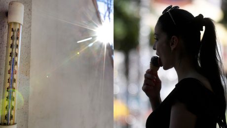 Teplomer a žena, ktorá líže zmrzlinu