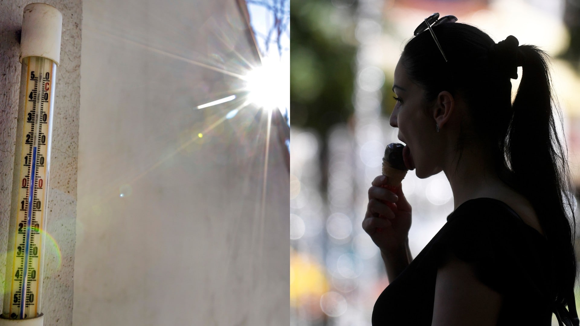 Teplomer a žena, ktorá líže zmrzlinu