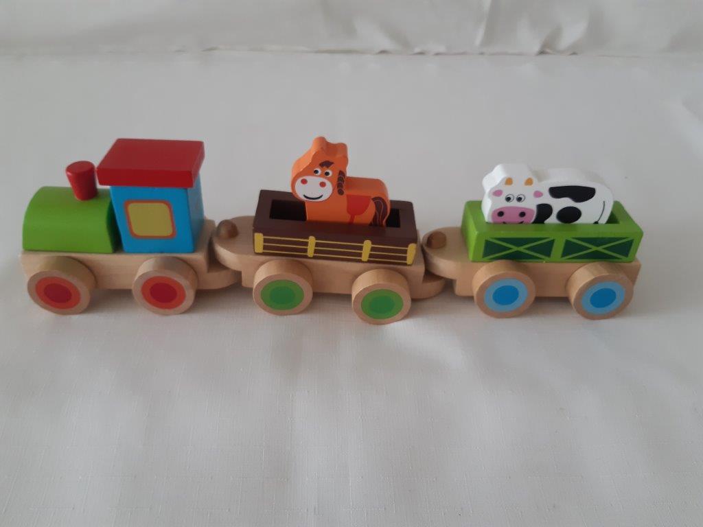 drevený vláčik bino so zvieratkami 8 ks č. 1