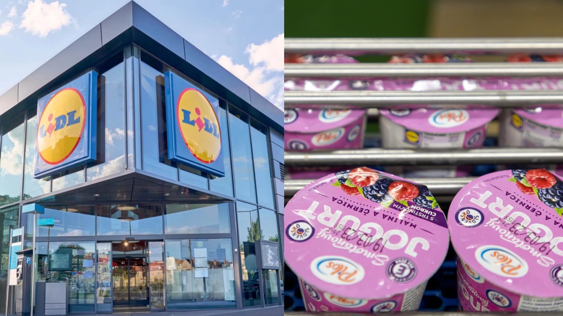 Na nsímke je predajňa Lidl a jogurty