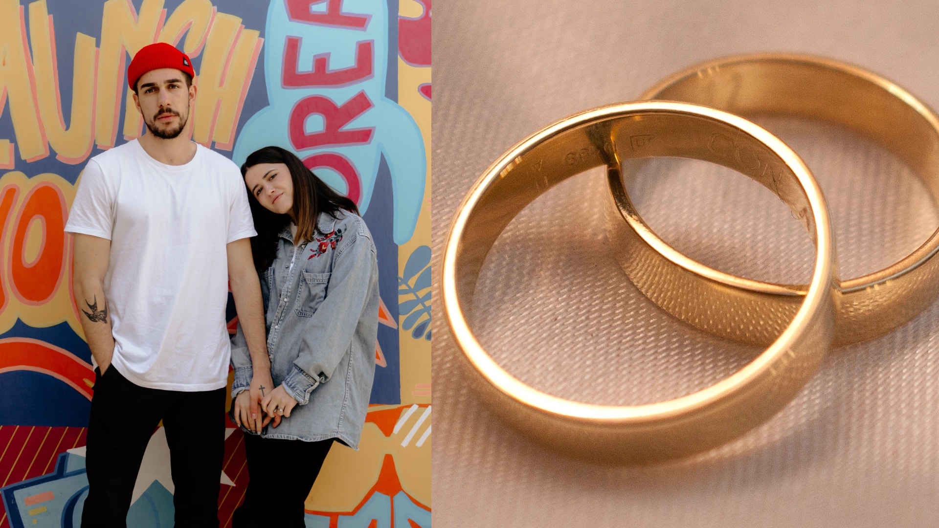 na snímke je dvojica a obrúčky