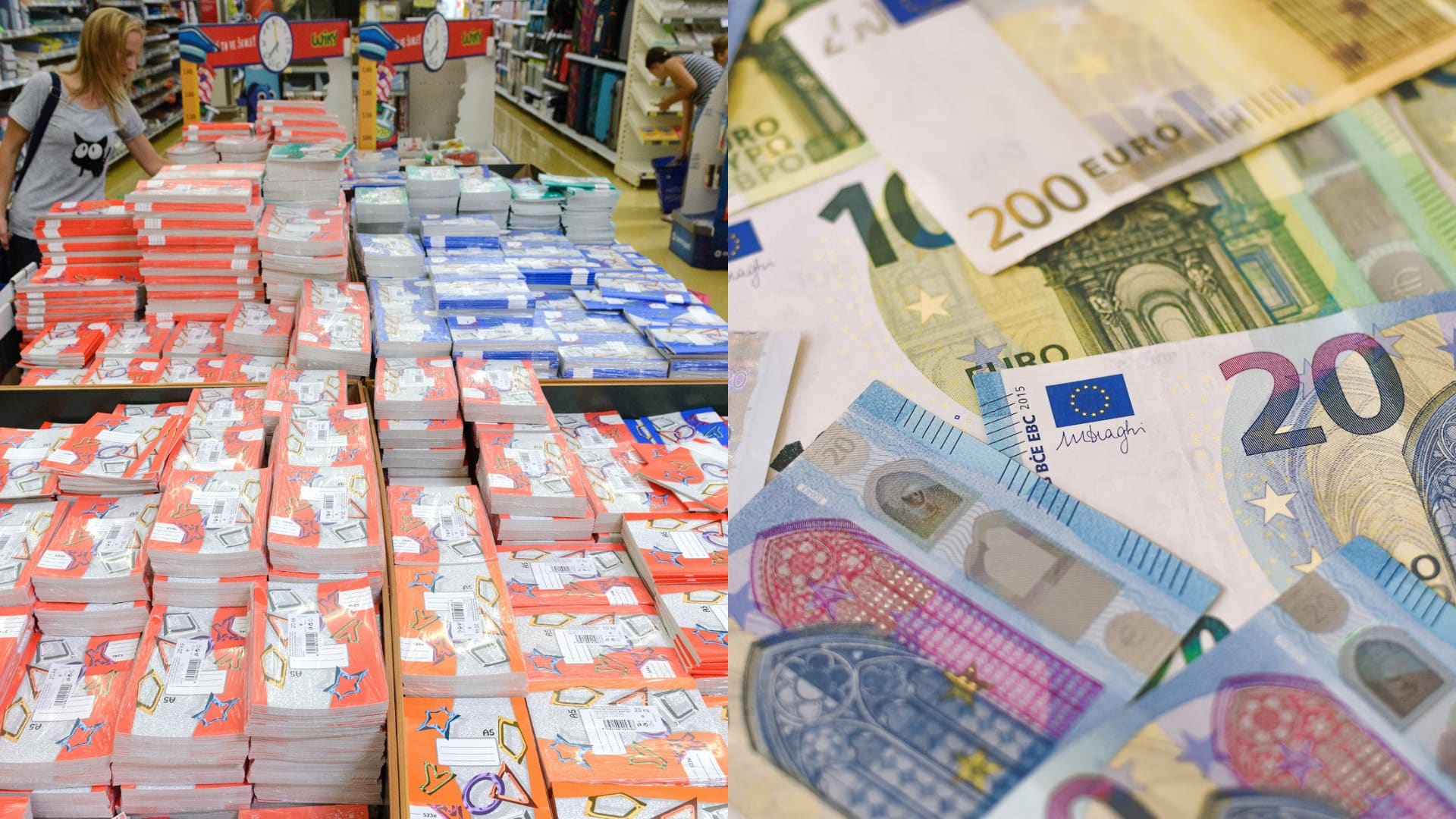 škola pomôcky zošity pôžička peniaze eurá