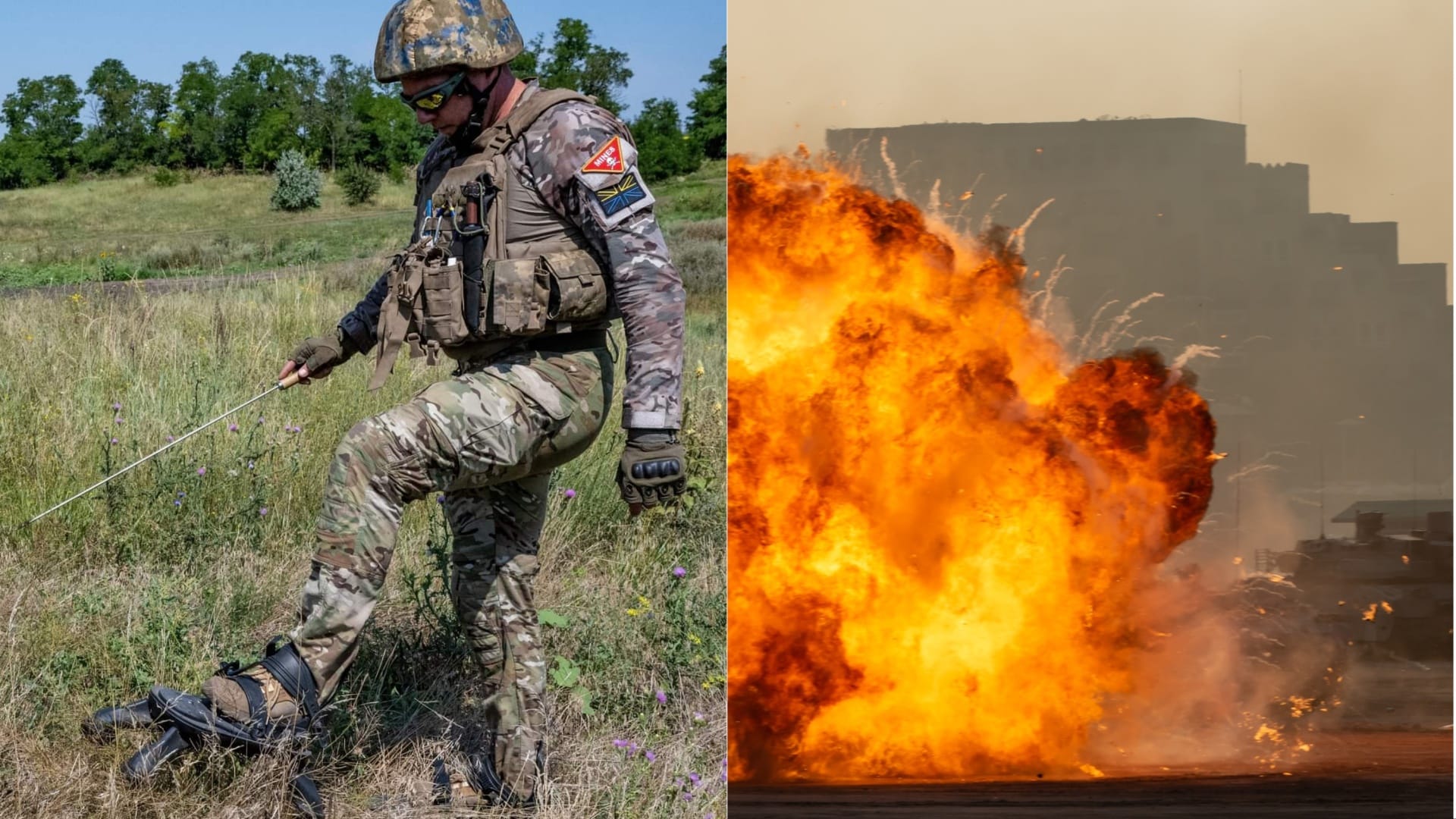 Ukrajinský vojak, explózia