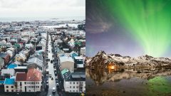 Na snímke je Island a polárna žiara.