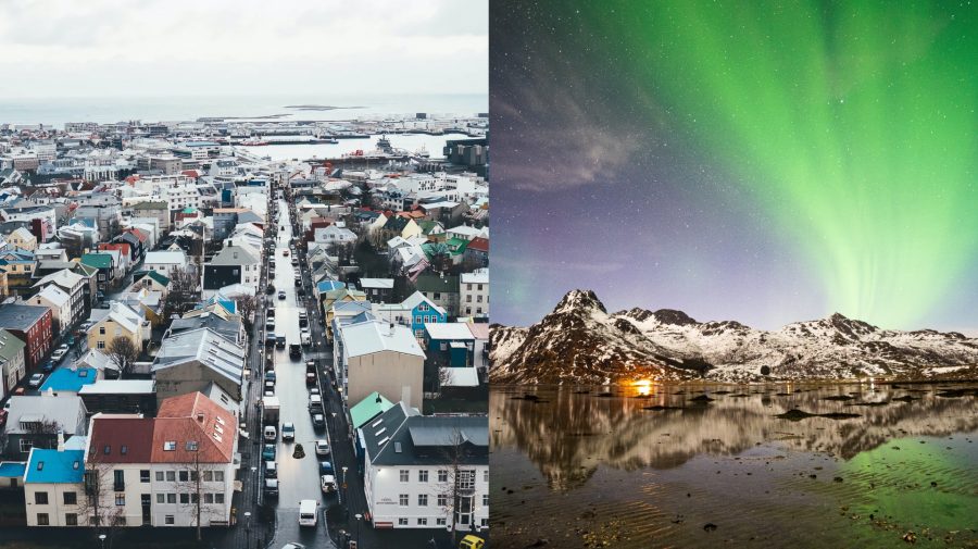 Na snímke je Island a polárna žiara.