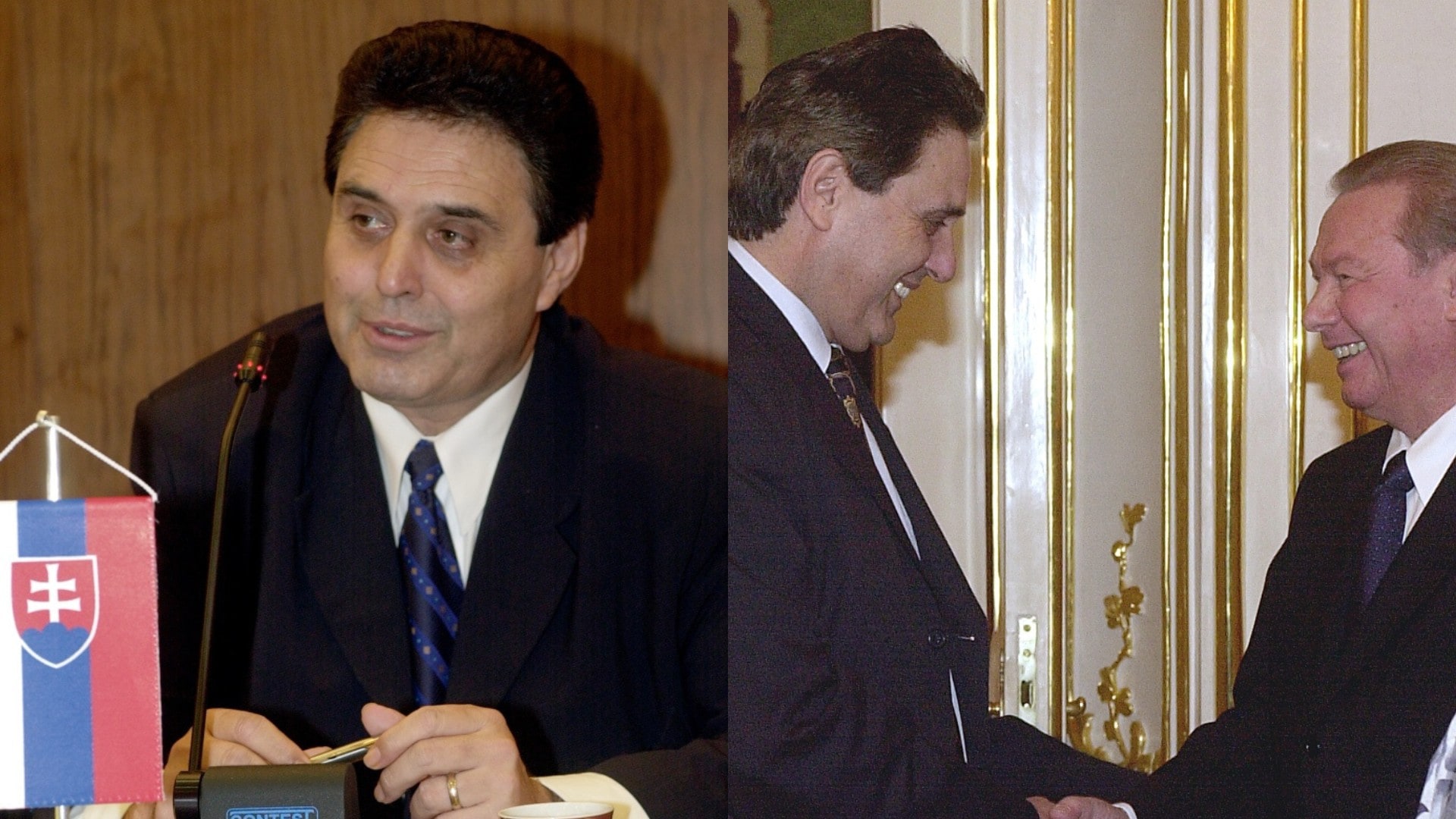 Na snímke Jozef Majský za mikrofónom a pri stretnutí s Rudolfom Schusterom