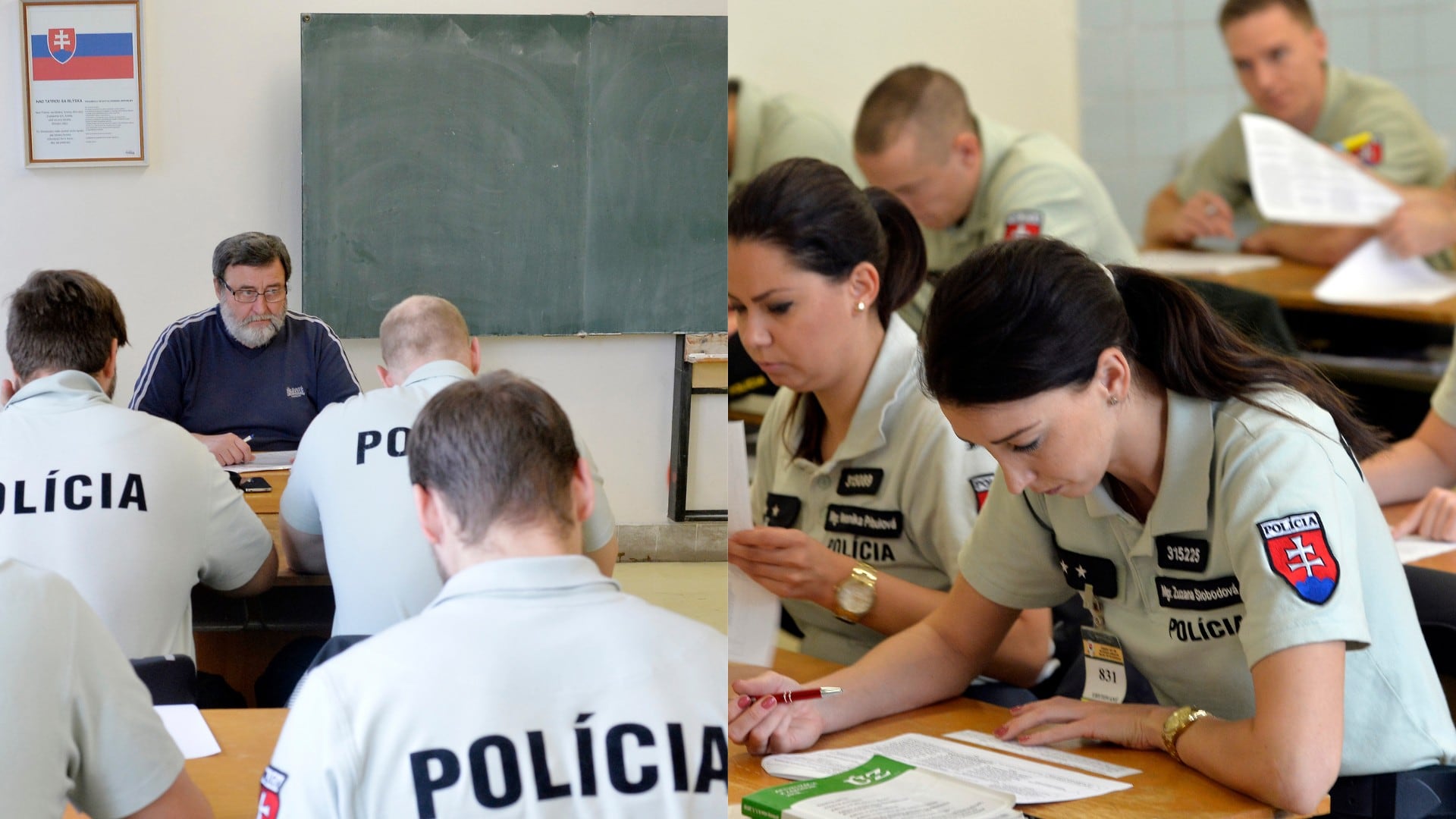 Na snímke študenti Strednej odbornej školy Policajného zboru pri skúškach.