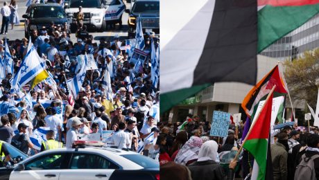 Izraelskí a palestínski protestujúci. Vojna v Izraeli