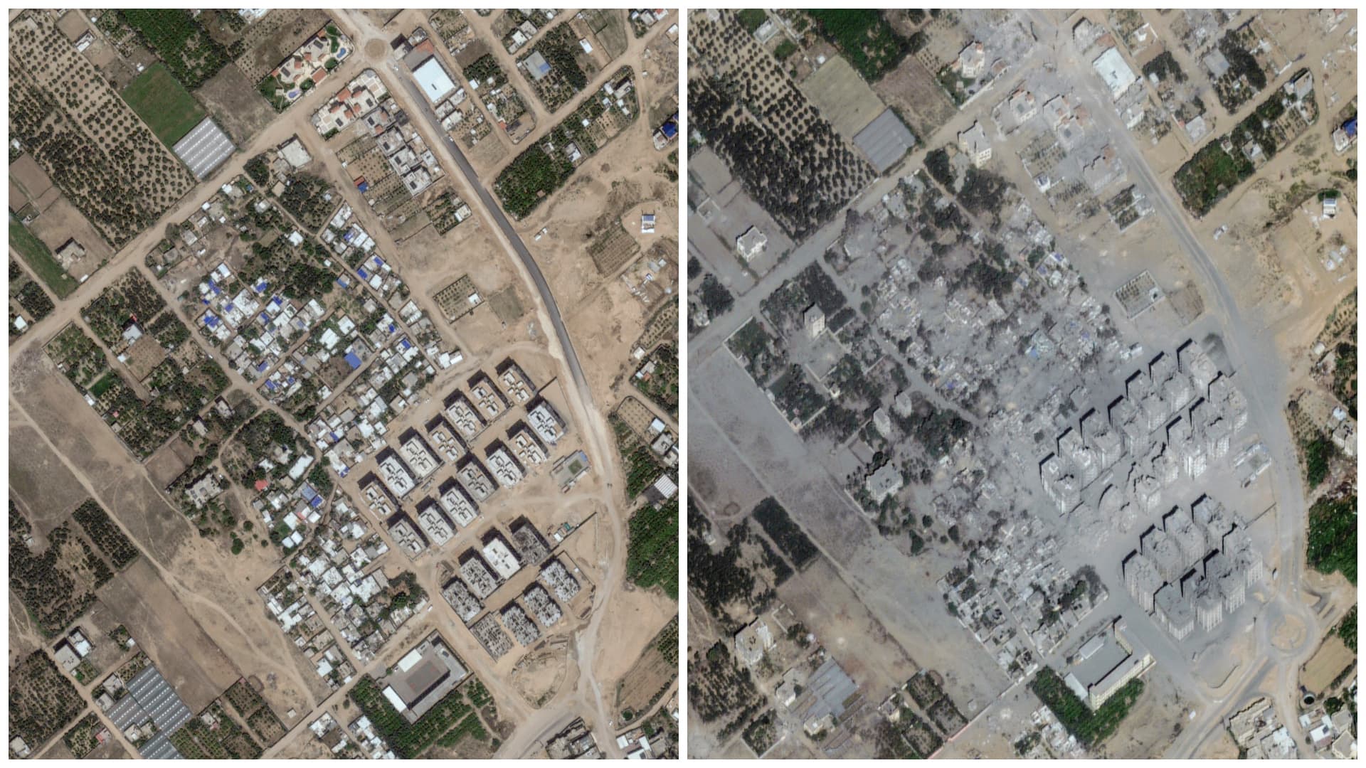 Značné škody na budovách a stavbách v Atatre na severe Gazy