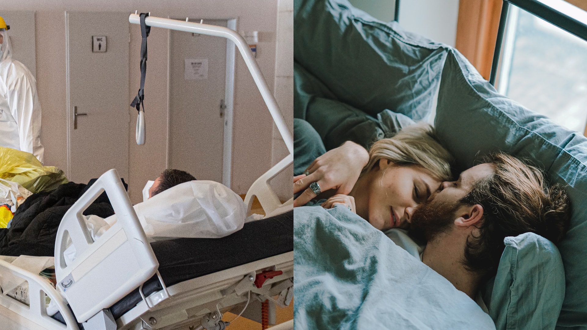 Lekári, nemocnica, pár v posteli