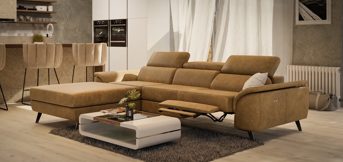 Sedačka z brúsenej kože Royce