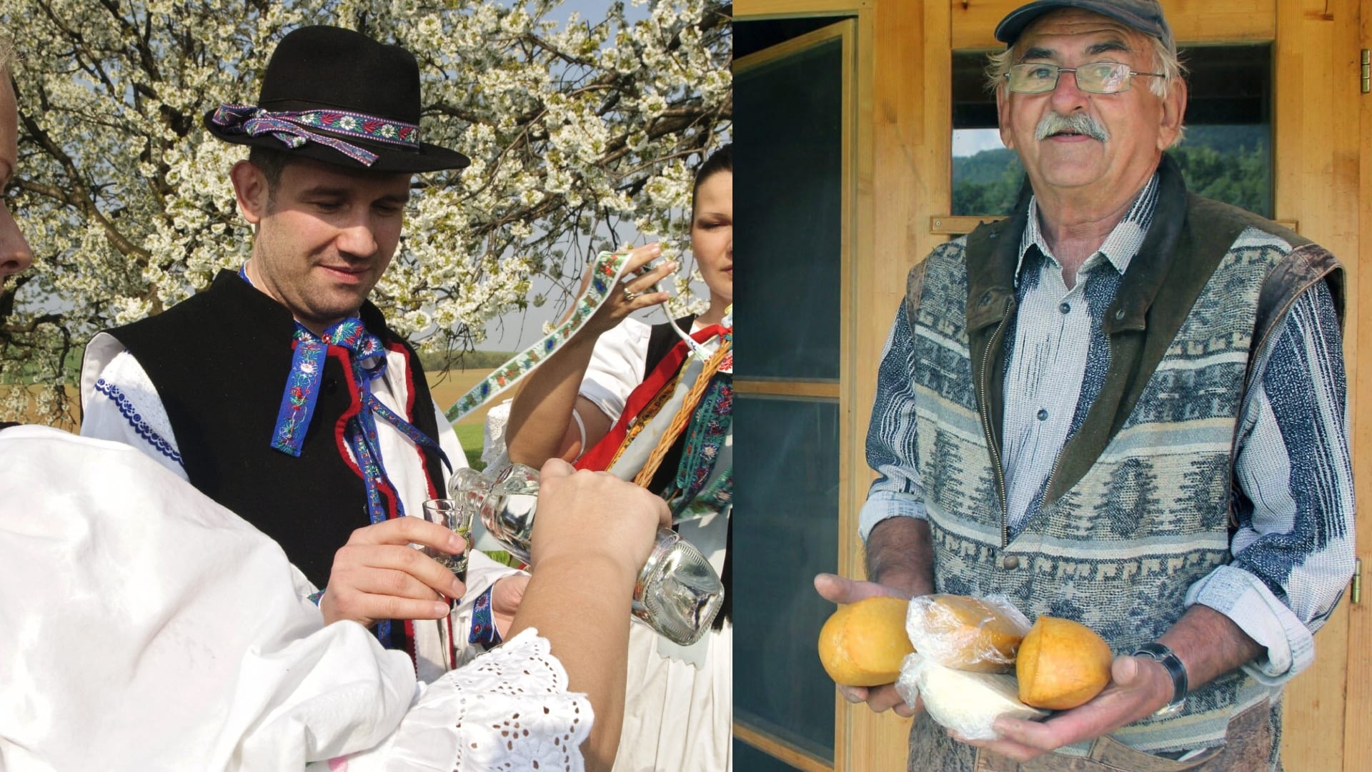 ludia piju a pan drží syry