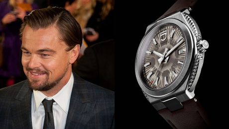Na ľavo Leonardo DiCaprio a na pravej strane hodinky