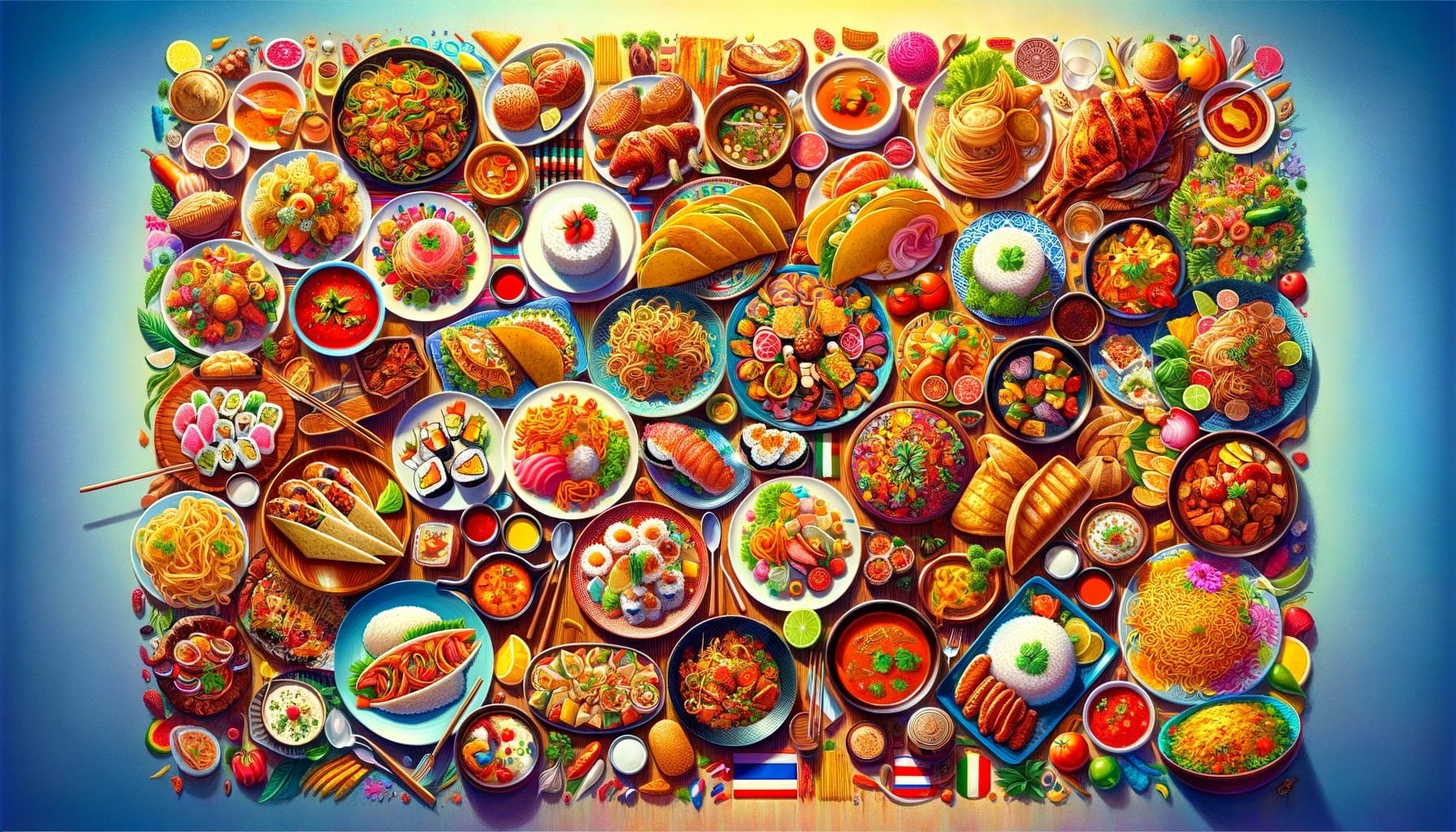 DALL·E 2023-11-15 14.59.33 - A vibrant and colorful display of various international cuisines, showcasing dishes from different countries around the world. The image features a la