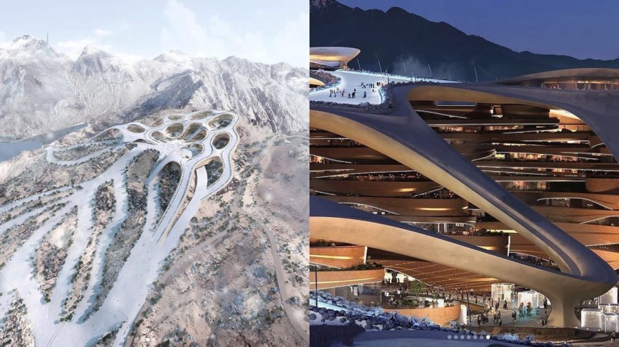 Futuristické lyžiarske stredisko v Saudskej Arábii.