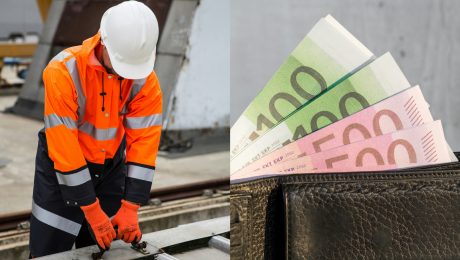 muž v prilbe, peniaze