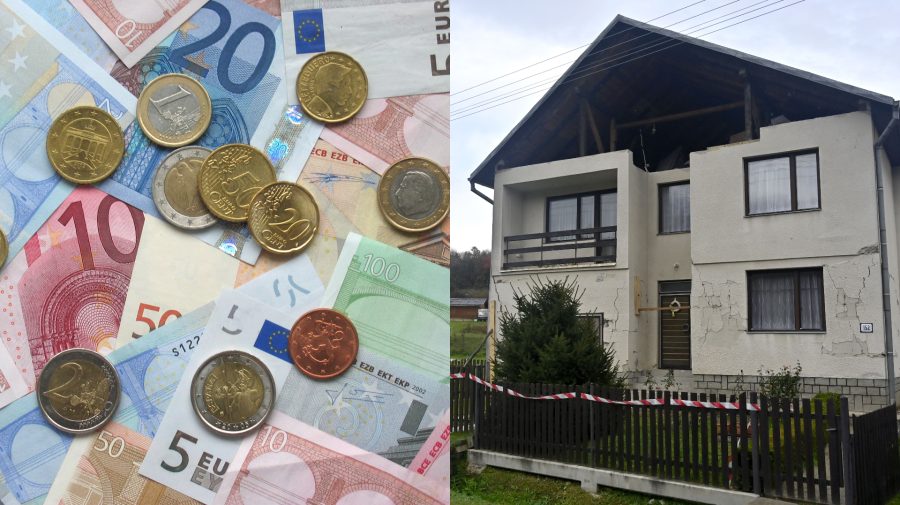 Peniaze, eurá, príspevok na opravu poškodených domov po zemetrasení