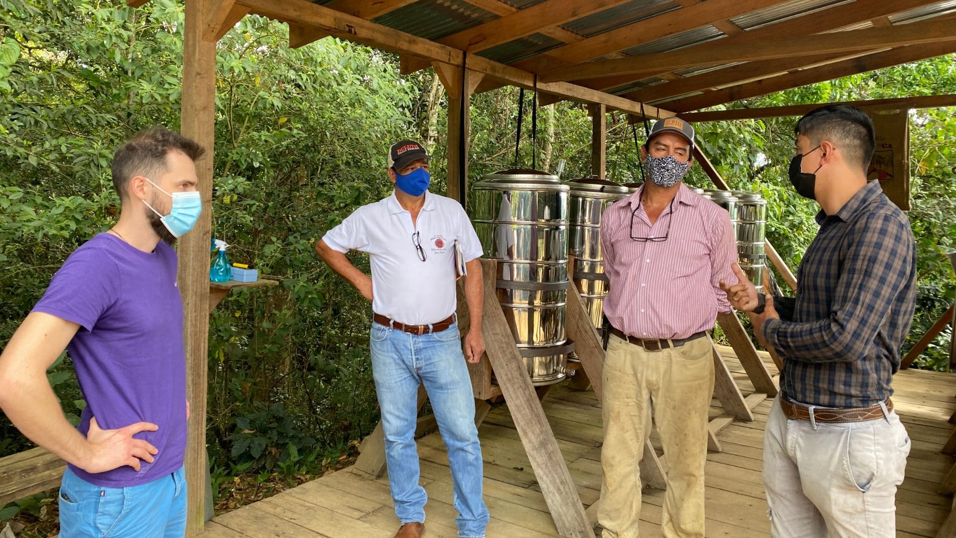 muži na kávovej farme