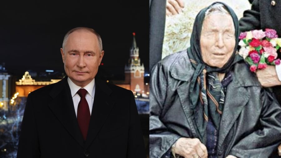 Na snímke je Vladimir Putin a Baba Vanga