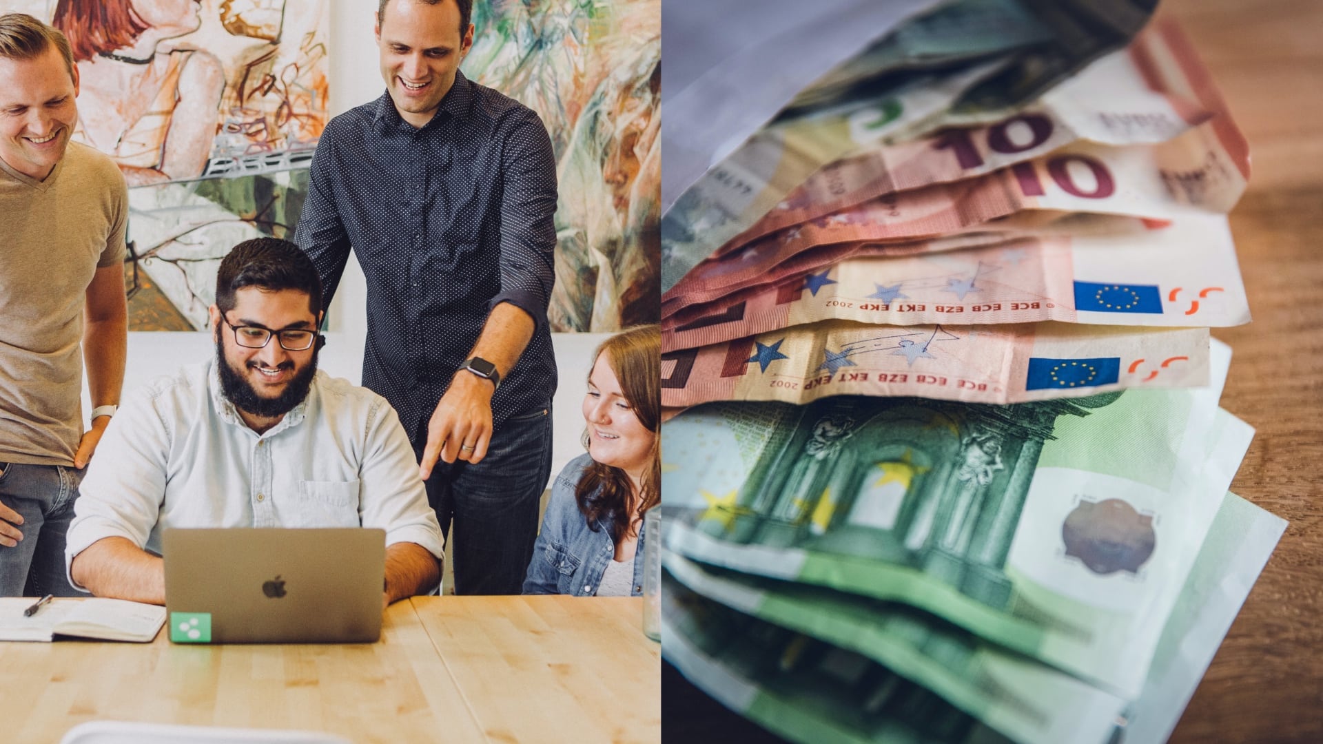 Na snímke je skupina ľudí a peniaze