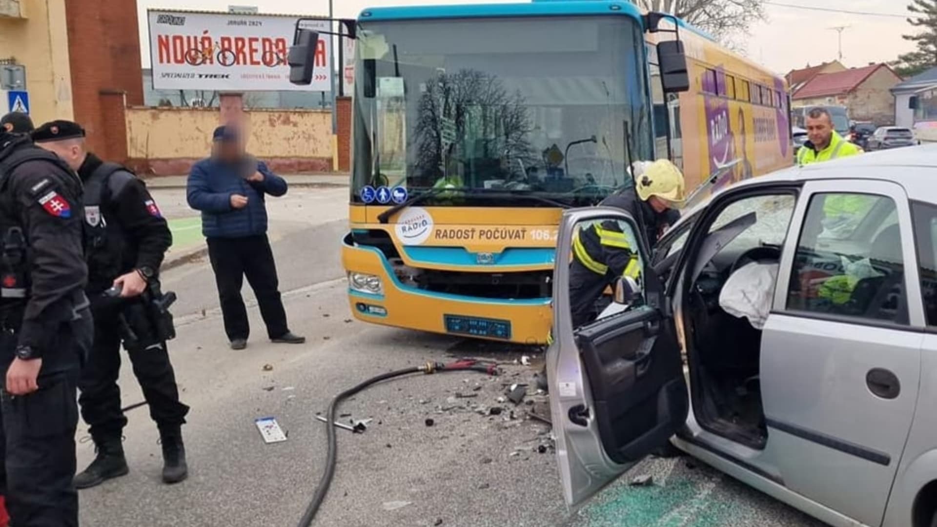 miesto čelnej zrážky v Trnave