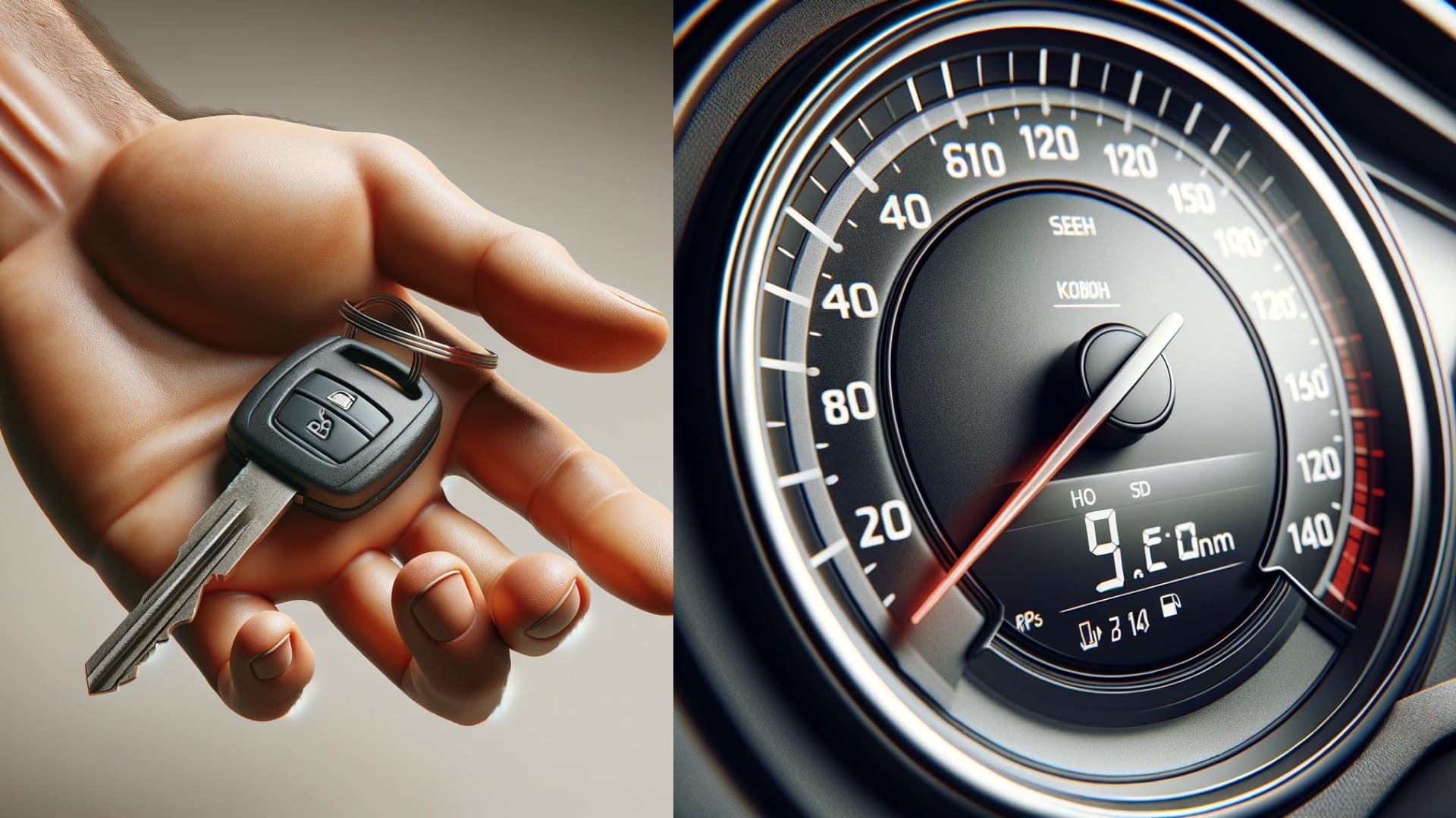 tachometer, kľúče, auto