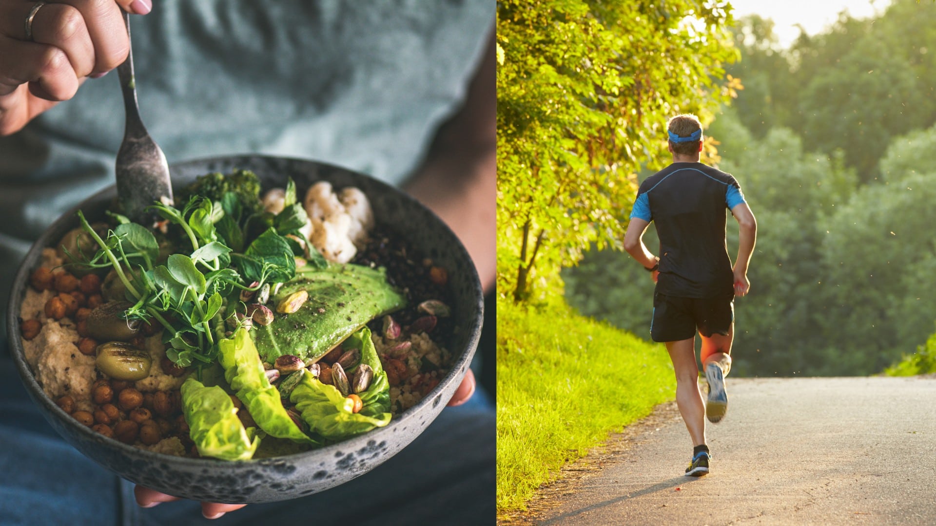 Na snímke zdravá strava, bežiaci človek