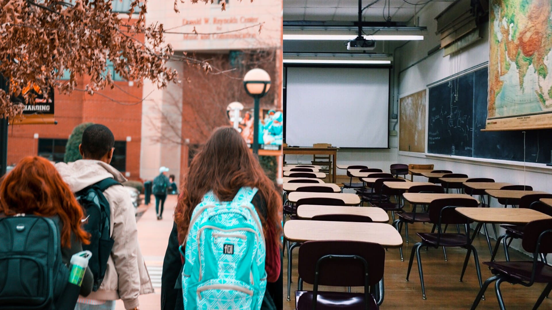 Na snímke študenti a učebňa