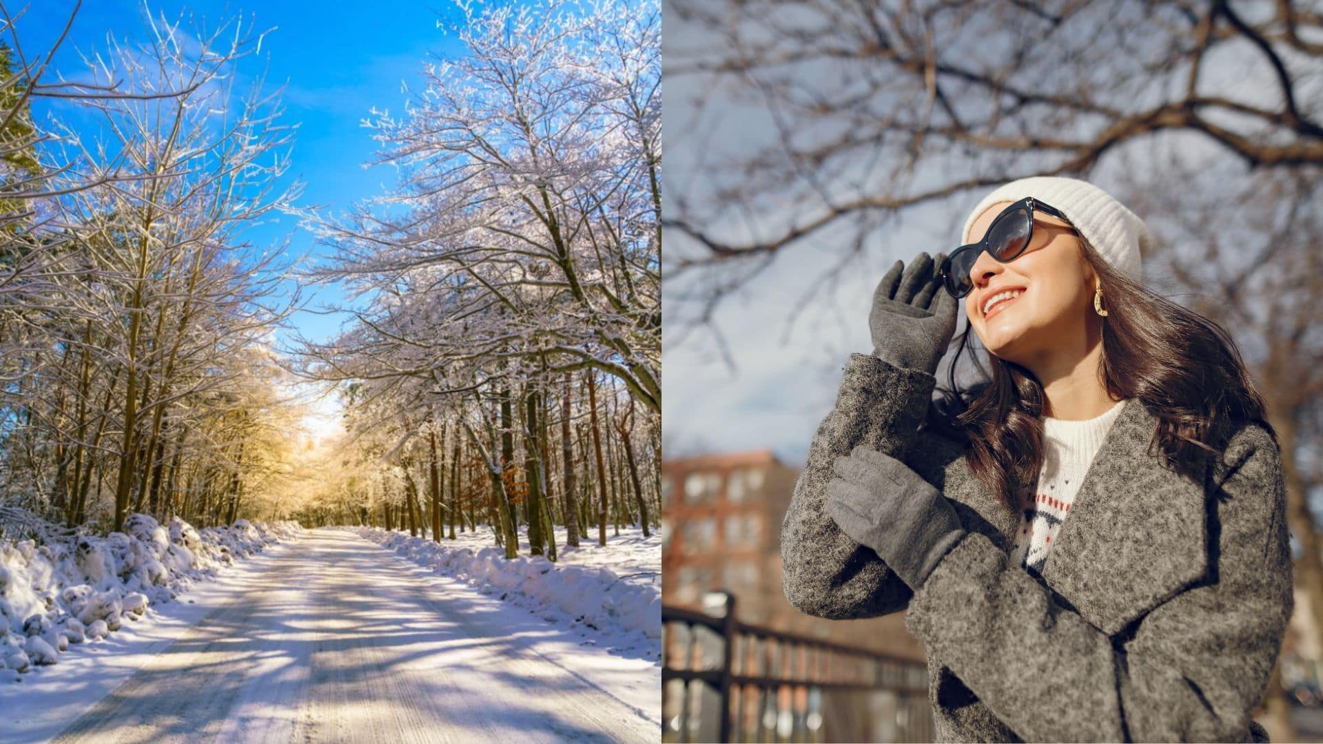Slnečné počasie a žena s okuliarmi pozerá na oblohu.