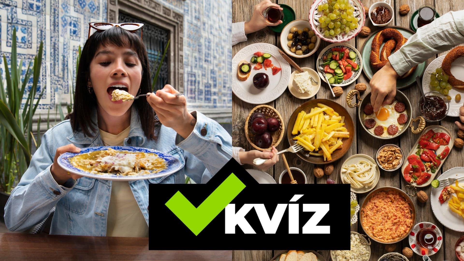 Žena drží tanier a jedlo na stole.