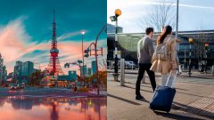 Tokio a pár s kufrom mieri na letisko.