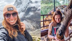 Jana v afrike so žirafou