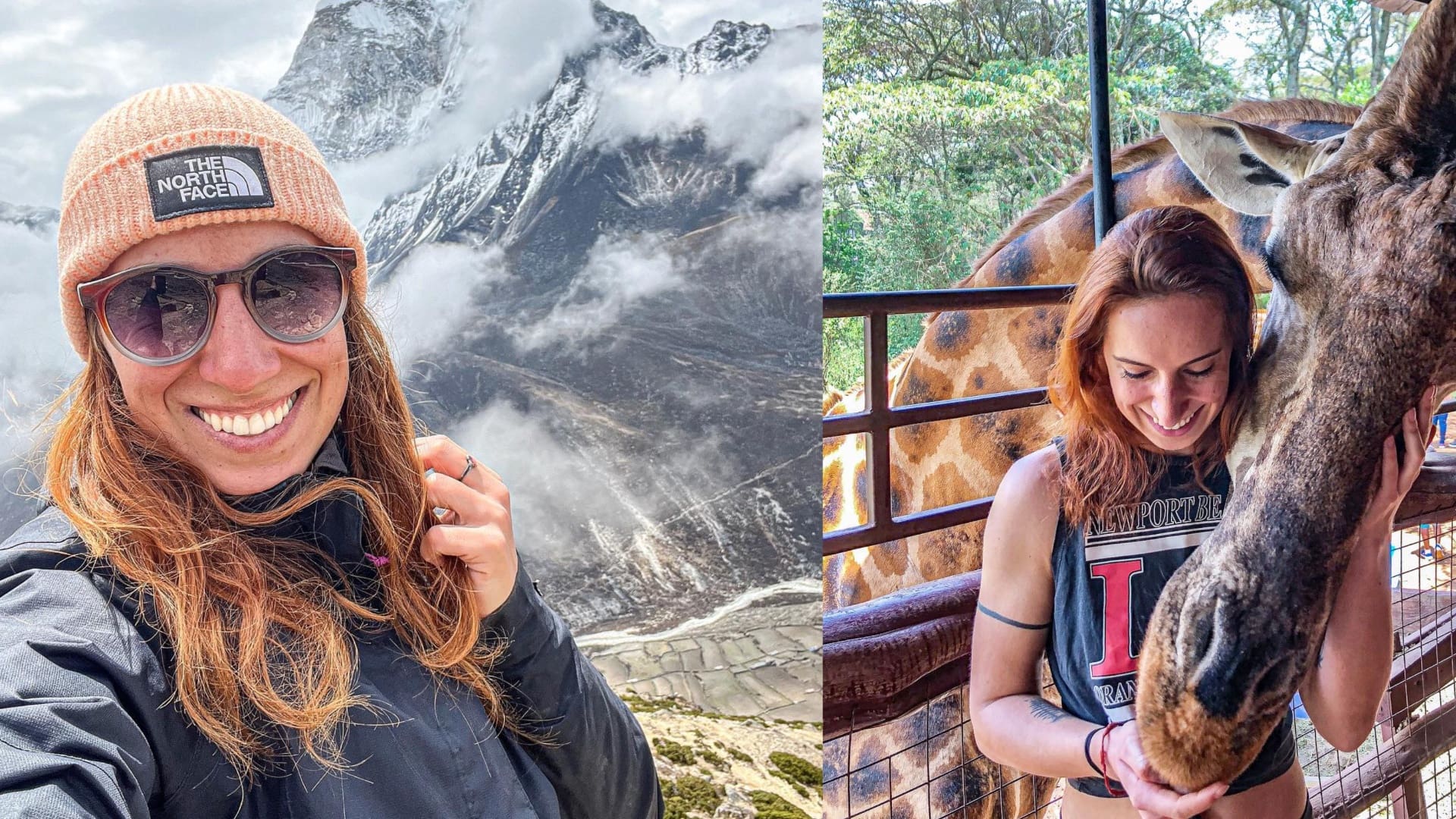 Jana v afrike so žirafou