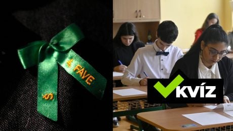 Na snímke maturitná stužka, študenti