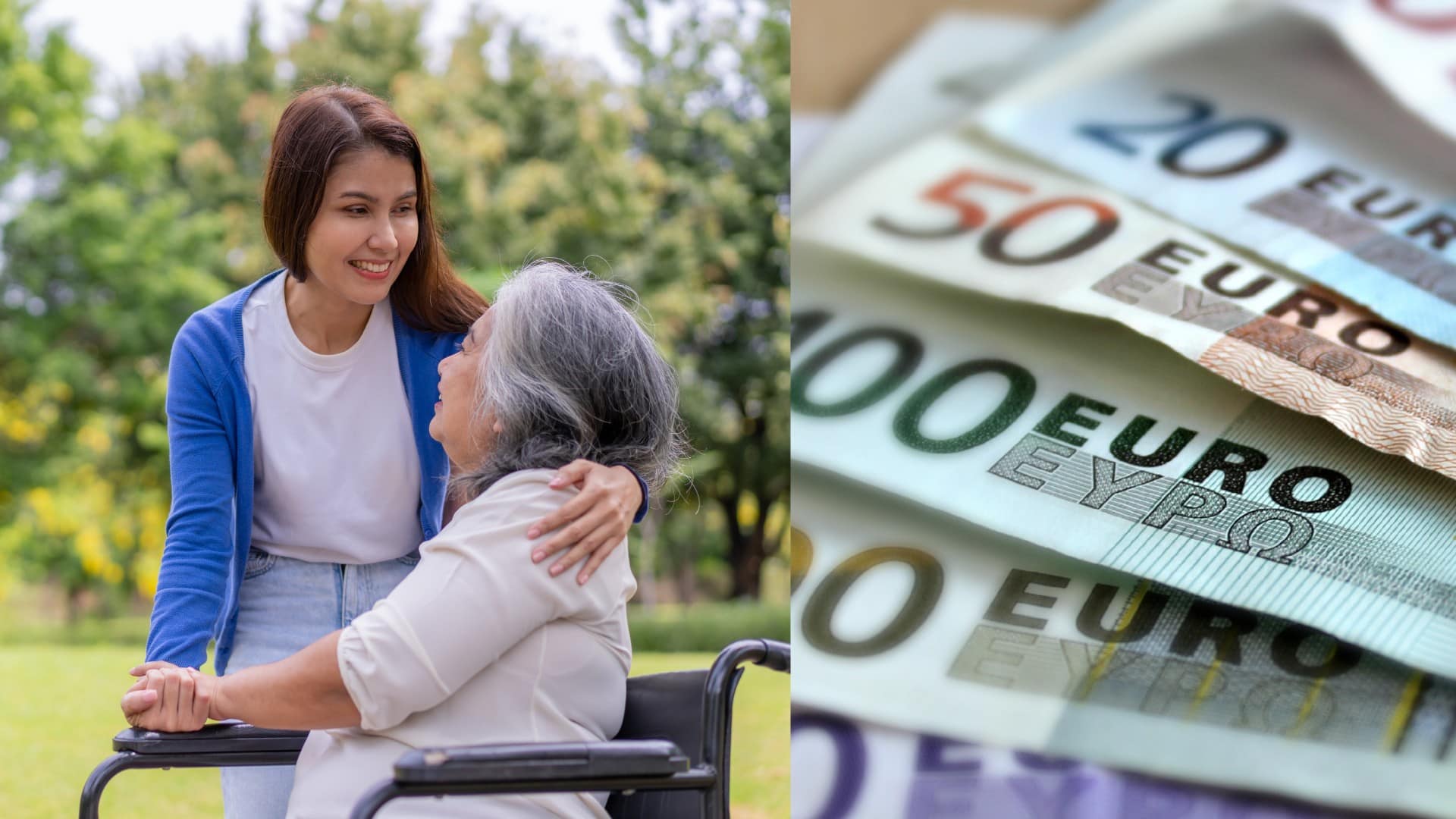 Na snímke opatrovateľka, peniaze