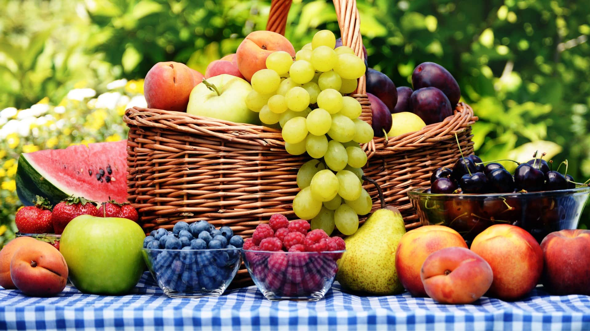 Na snímke piknik s ovocím