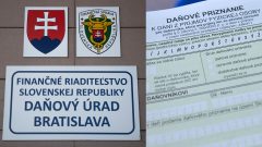 Na snímke daňové priznanie a Daňový úrad Bratislava.