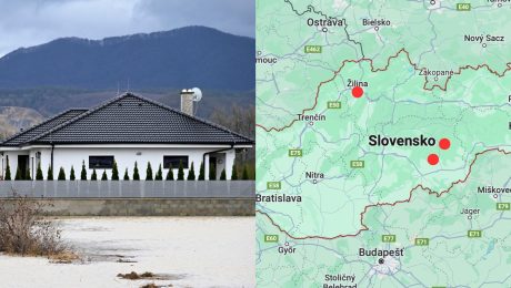Rodinný dom a mapa Slovenska.